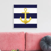 金ゴールド航海のストライプいかり キャンバスプリント (インサイチュ (リビング))