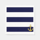 金ゴールド航海のストライプいかり スタンダードカクテルナプキン (正面)