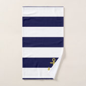 金ゴールド航海のストライプいかり バスタオルセット (ハンドタオル)
