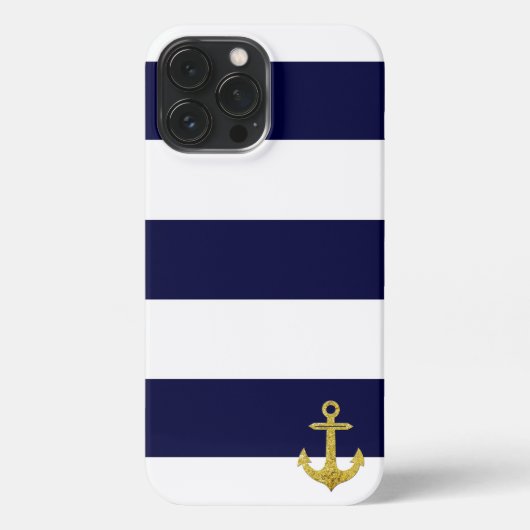金ゴールド航海のストライプいかり iPhoneケース (裏面)