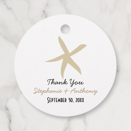 金ゴールド航海のビーチ結婚式ありがとう フェイバータグ (裏面)