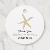 金ゴールド航海のビーチ結婚式ありがとう フェイバータグ (正面)