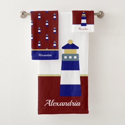 金ゴールド航海のブルゴーニュ・マルーンとネイビー・ブルー・ライト バスタオルセット (インサイチュ)