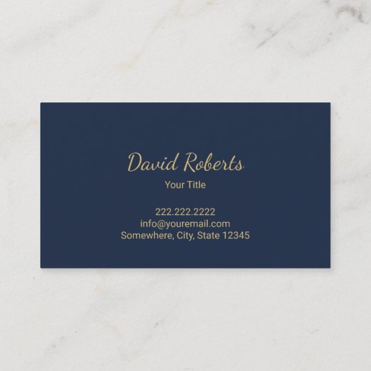 金ゴールド航海のボートいかりプレーン海軍ブルー 名刺 (裏面)