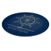 金ゴールド航海のボートホイール、ネイビーブルー カッティングボード (角)