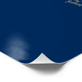 金ゴールド航海のボートホイール、ネイビーブルー ポスター (コーナー)