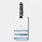 金ゴールド航海のボートホイール、青い水色のストライプ ラゲッジタグ (裏面縦)