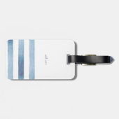 金ゴールド航海のボートホイール、青い水色のストライプ ラゲッジタグ (裏面横)