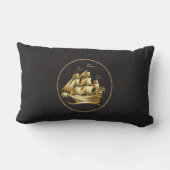 金ゴールド航海の帆船メンズ ランバークッション (裏面)