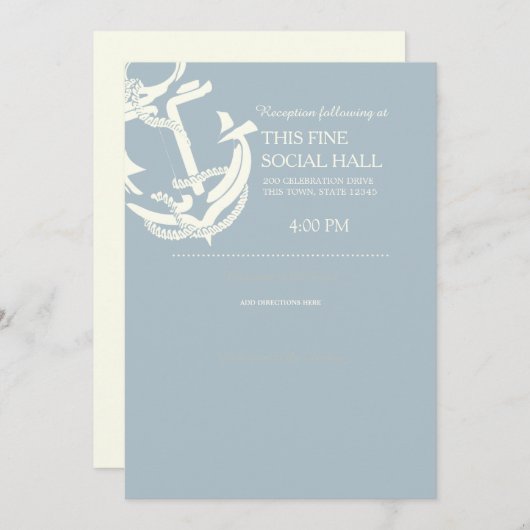 金ゴールド航海の結婚いかりの宿泊 招待状 (正面/裏面)