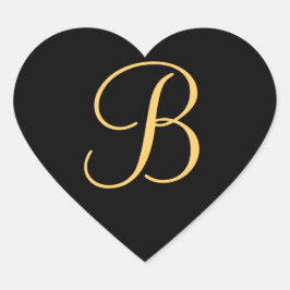 金ゴールド色のイニシャルBの黒モノグラムのシール ハートシール