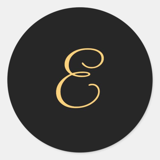 金ゴールド色のイニシャルEの黒いモノグラムのラウンド ラウンドシール (正面)
