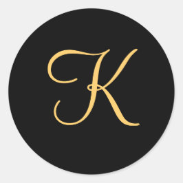 金ゴールド色のイニシャルKの黒モノグラムのシール ラウンドシール