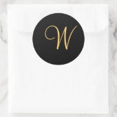 金ゴールド色のイニシャルWの黒モノグラムのシール ラウンドシール (バッグ)
