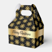 金ゴールド色のスノーフレーク模様の好意ボックス フェイバーボックス (正面サイド)