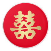 金ゴールド色の倍の幸福の中国のな結婚式| セラミックノブ (正面)