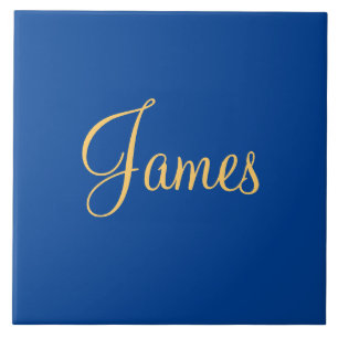 金ゴールド色の文字(青地、テンプレート、  タイル