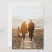 金ゴールド色の離れ抽象芸術アウトライン日付の保存 招待状 (裏面)