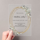 金ゴールド色の霜の降りたクリスマスパーティー アクリル招待状 (インサイチュ (ポータブル))