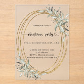 金ゴールド色の霜の降りたクリスマスパーティー アクリル招待状 (正面)