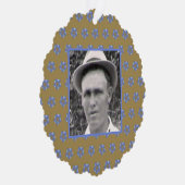 金ゴールド色の青いフラクタル星 |先祖の写真 オーナメントカード (右)