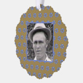 金ゴールド色の青いフラクタル星 |先祖の写真 オーナメントカード (左)