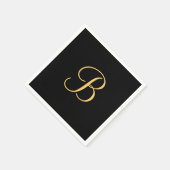 金ゴールド色の黒いB スタンダードカクテルナプキン (角)