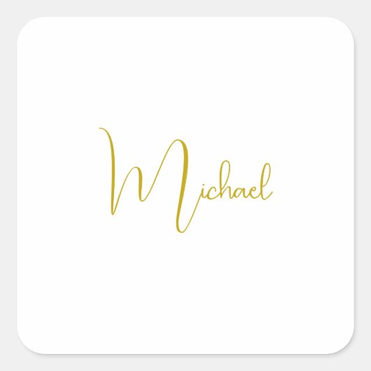 金ゴールド色エレガントスタイリッシュトレンディーユニークスクリプト スクエアシール (正面)