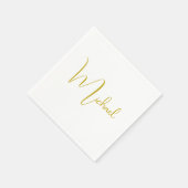金ゴールド色エレガントスタイリッシュトレンディーユニークスクリプト スタンダードカクテルナプキン (角)