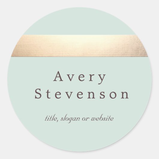 金ゴールド色ストライプの薄モダン青シック ラウンドシール (正面)