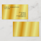 金ゴールド色トーンのミニマルモダンリストプレーン 名刺 (正面/裏面)
