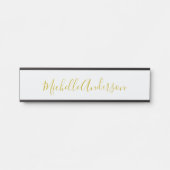 金ゴールド色モダンのミニマル手書き名 サインプレート (正面)