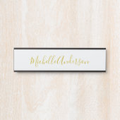 金ゴールド色モダンのミニマル手書き名 サインプレート (正面)