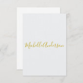 金ゴールド色モダンのミニマル手書き名 出欠カード (正面/裏面)