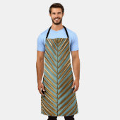 金ゴールド色彩の鮮やかのパーム模様 エプロン (着用した状態)