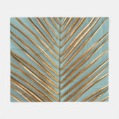 金ゴールド色彩の鮮やかのパーム模様 フリースブランケット (正面(横))