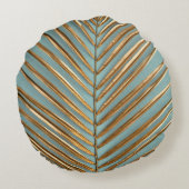 金ゴールド色彩の鮮やかのパーム模様 ラウンドクッション (裏面)