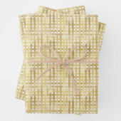 金ゴールド色彩の鮮やかカゴ織りクリスマス ラッピングペーパーシート (インサイチュ)