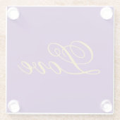 金ゴールド色文字ラブパープル結婚の書道 ガラスコースター (裏面)