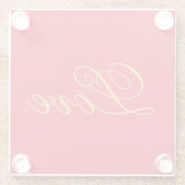 金ゴールド色文字レッドラブ結婚の書道 ガラスコースター (裏面)