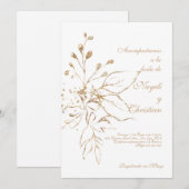 金ゴールド色結婚式招待状 招待状 (正面/裏面)