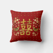 金ゴールド花と鳥の二重幸福のシンボル クッション (裏面)