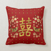 金ゴールド花と鳥の二重幸福のシンボル