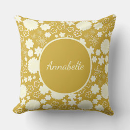 金ゴールド花の花の花の名前カスタム付け クッション