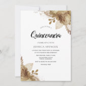 金ゴールド花エレガントキンセアニェラパーティー招待状 招待状 (正面)