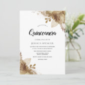 金ゴールド花エレガントキンセアニェラパーティー招待状 招待状 (スタンド正面)