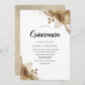 金ゴールド花エレガントキンセアニェラパーティー招待状 招待状 (正面/裏面)