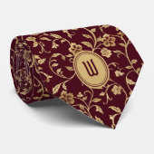 金ゴールド花オンブルゴーニュ・モノグラム ネクタイ (ロール)