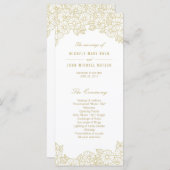 金ゴールド花オンホワイト結婚式 プログラムラックカード プログラム (正面/裏面)