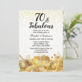 金ゴールド花グリッター70と素晴らしい70誕生日 招待状 (スタンド正面)
